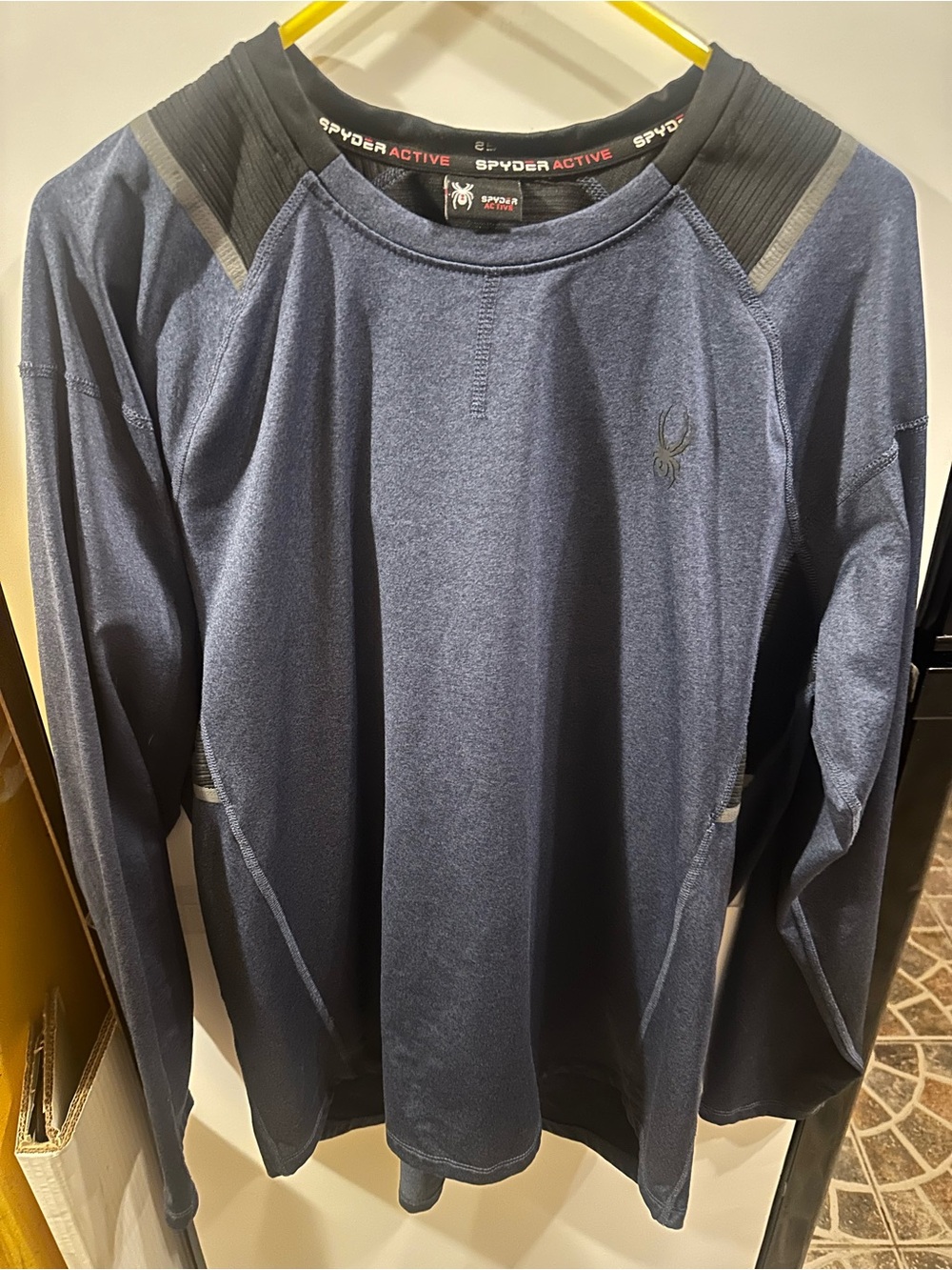 Spyder Men's Long Sleeve Performance Shirt - Navy with Black Accents